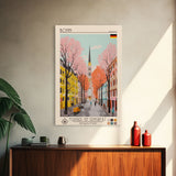 Bonn Germany Travel Poster Framed Canvas Print, Midcentury Modern Art, Pop Art Wall Decor, Home Decor, Living Room Art, Cultural Gift