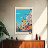 Bucharest Romania Travel Poster Framed Canvas Print, Midcentury Modern Art, Pop Art Wall Decor, Home Decor, Vacation Gift, Living Room Art
