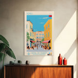 Denizli Turkey Travel Poster Framed Canvas Print, Midcentury Modern Art, Pop Art Wall Decor, Home Decor, Vacation Gift, Living Room Art