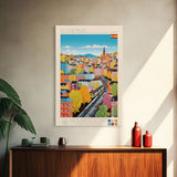 Gothenburg Sweden Travel Poster Framed Canvas Print, Midcentury Modern Art, Pop Art Wall Decor, Scenic Bedroom Art, Office Decoration