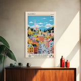 Kuopio Finland Travel Poster Framed Canvas Print, Midcentury Modern Art, Pop Art Wall Decor, Home Decor, Vacation Gift, Bedroom Art