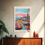 Lund Sweden Travel Poster Framed Canvas Print, Midcentury Modern Art, Pop Art Wall Decor, Scenic Art, Home and Office Decoration