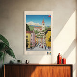 Martin Slovakia Travel Poster Framed Canvas Print, Midcentury Modern Art, Pop Art Wall Decor, Scenic Wall Art, Living Room Decoration, Office Art