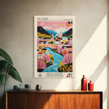Mostar Bosnia and Herzegovina Travel Poster Framed Canvas Print, Midcentury Modern Art, Pop Art Wall Decor, Home Decor, Vacation Gift, Bedroom Art