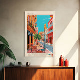 Murcia Spain Travel Poster Framed Canvas Print, Midcentury Modern Art, Pop Art Wall Decor, Scenic Wall Art, Bedroom Decoration