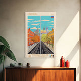 Orenburg Russia Travel Poster Framed Canvas Print, Midcentury Modern Art, Pop Art Wall Decor, Scenic Living Room Art, Bedroom Decor