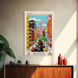 Oslo Norway Travel Poster Framed Canvas Print, Midcentury Modern Art, Pop Art Wall Decor, Scenic Living Room Art, Bedroom Gift