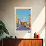 Panevėžys Lithuania Travel Poster Framed Canvas Print, Midcentury Modern Art, Pop Art Wall Decor, Scenic Living Room Art, Bedroom Gift
