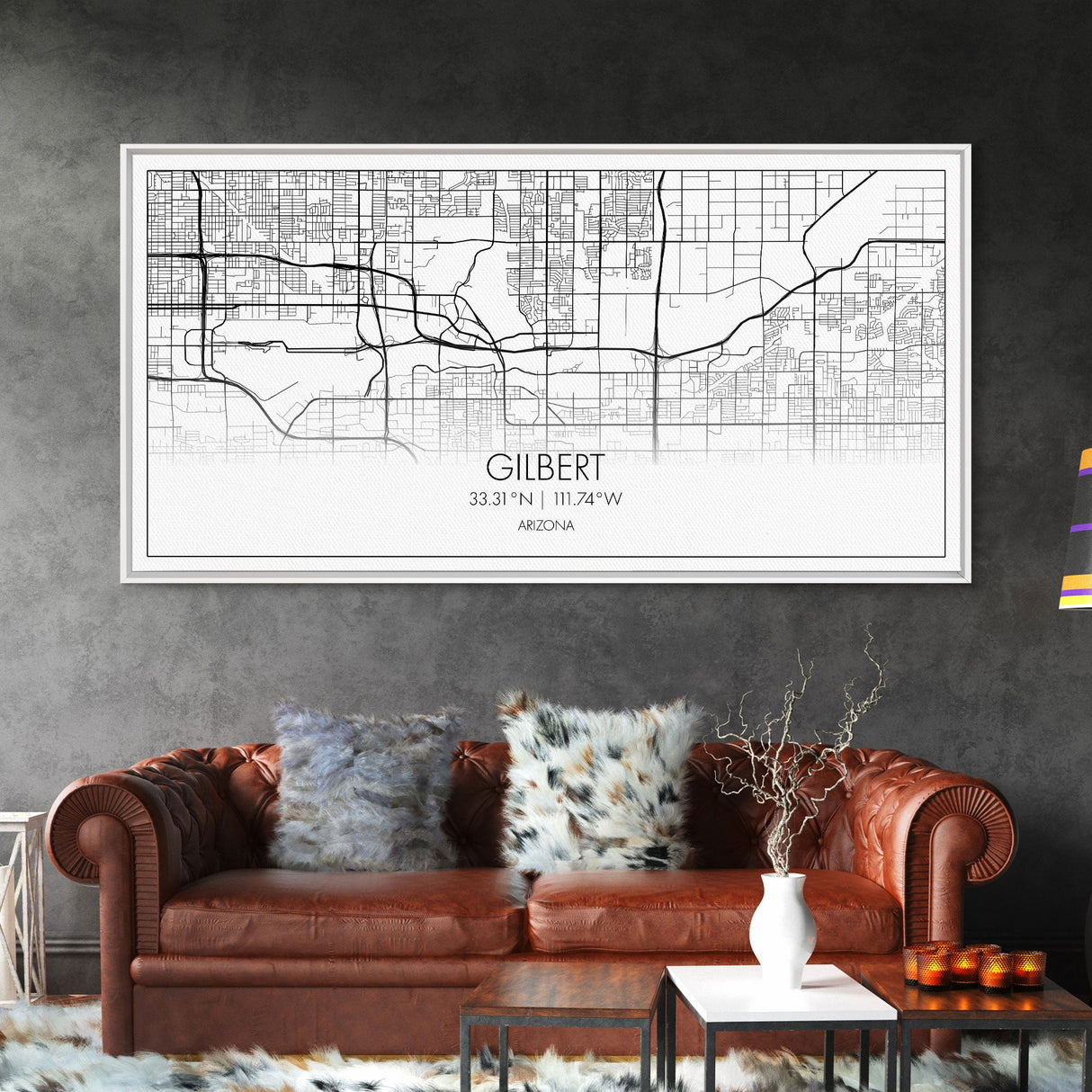 Gilbert City Map, Arizona Map, Map Art, Minimalist Art, Wall Art, Canvas Art, Lake House Décor, Ranch House Décor, Dorm Wall Décor, Home Art