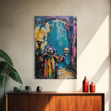 Halloween Ghostly Figure with Lantern Framed Canvas Print, Spooky Wall Art, Home Decor, Haunted Decor, Gift Idea, Night Haunt