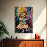 Halloween Ghost Eating Cake, Framed Canvas Print, Wall Art, Spooky Decor, Halloween Decoration, Living Room Art, Unique Gift