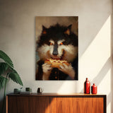 Halloween Werewolf with Glowing Eyes, Framed Canvas Print, Wall Art, Home Decor, Spooky Art, Monster Decor, Halloween Decor, Holiday Gift