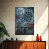 Eerie Carnival, Halloween Art, Spooky Wall Decor, Framed Canvas Print, Creepy Art, Halloween Wall Decor, Seasonal Wall Art, Scary Artwork