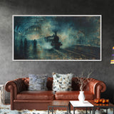 Haunted Railway, Spooky Wall Art, Framed Canvas Print, Unique Halloween Wall Art Gift Idea, Halloween Props