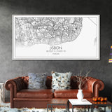 Lisbon City Map, Portugal Map, Map Art, Modern Art, Wall Art, Canvas Art, Travel Wall Décor, Apartment Wall Art, Book Lover Gift, Office Art