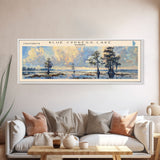 Blue Cypress Lake Florida Framed Canvas Print, Lake House Art, Panoramic Scenic View, Travel Poster, Modern Decor, Lake Painting