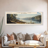 Christine Lake New Hampshire Framed Canvas Print, Lake House Art, Panoramic Wide Art, Travel Poster, Rustic Lake Painting, Home Decor