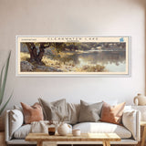 Clearwater Lake Framed Canvas Print, Lake House Art, Panoramic Travel Poster, Wide Wall Art, Modern Lake Painting, Home Decor