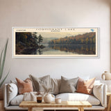 Cormorant Lake Framed Canvas Print, Lake House Decor, Panoramic Wide Art, Travel Poster, Rustic Lake Painting, Home Decor