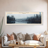 East Lake Oregon Framed Canvas Print, Panoramic Lake House Decor, Wall Art, Travel Poster, Rustic Lake Painting, Home Decor