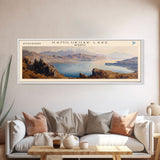 Kamilukuak Lake Framed Canvas Print, Lake House Decor, Panoramic Wall Art, Travel Poster, Captivating Lake Painting, Nature Art