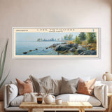 Lake Metigoshe North Dakota Framed Canvas Print, Lake House Decor, Panoramic Wall Art, Travel Poster, Serene Landscape Painting, Living Room Decor