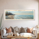 Lake Michigan Framed Canvas Print, Lake House Decor, Panoramic Wall Art, Travel Poster, Beautiful Landscape Painting, Bedroom Decor