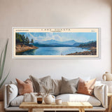 Lake Shasta, Boho Art, Beautiful Landscape, Travel Poster Art, Wall Art, Home Decor, Nature Scene, Lake Painting, Minimalist Art, Rustic Art, Travel Print, Framed Canvas Print, Lake House Decor, Panoramic Print