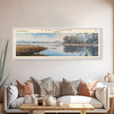 Lake Tarpon Florida Framed Canvas Print, Lake House Decor, Panoramic Wall Art, Travel Poster, Beautiful Landscape Painting, Living Room Decor