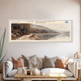 Lake Wentworth New Hampshire Framed Canvas Print, Lake House Decor, Panoramic Wall Art, Travel Poster, Scenic Landscape Painting, Rustic Art