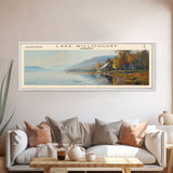 Lake Willoughby Vermont Framed Canvas Print, Lake House Decor, Panoramic Wall Art, Travel Poster, Scenic Landscape Painting, Living Room Decor