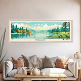 Banks Lake Washington Framed Canvas Print, Panoramic Wall Art, Midcentury Modern, Pop Art, Travel Poster, Scenic Lake House Art