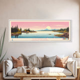 Blackwater Lake Northwest Territories Framed Canvas Print, Panoramic Wall Art, Midcentury Modern, Pop Art, Travel Poster, Scenic Living Room Art, Lake House Decor