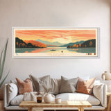 Cave Run Lake Kentucky Framed Canvas Print, Midcentury Modern Panoramic Wall Art, Living Room Decor, Pop Art, Travel Poster Art, Nature Art, Lake House Decor