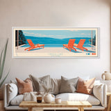 Cayuga Lake New York Framed Canvas Print, Pop Art Panoramic Travel Poster, Midcentury Modern, Wall Art, Scenic Nature Painting, Bedroom Decor, Living Room Art