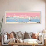 Chautauqua Lake New York Framed Canvas Print, Pop Art Panoramic Travel Poster, Midcentury Modern, Wall Art, Scenic Nature Painting, Bedroom Decor, Living Room Art