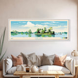 Enid Lake Mississippi Framed Canvas Print, Panoramic Art, Midcentury Modern, Pop Art, Living Room Decor, Travel Poster, Lake Painting