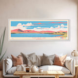 Fort Peck Lake Montana Framed Canvas Print, Panoramic Wall Art, Midcentury Modern, Pop Art, Bedroom Decor, Travel Poster, Nature Art, Artistic Decor