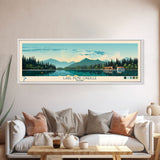 Lake Pend Oreille Idaho Framed Canvas Print, Panoramic Wall Art, Midcentury Modern, Pop Art, Living Room Decor, Travel Poster, Lake House Art