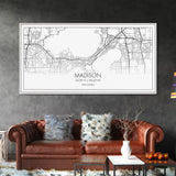 Madison City Map, Wisconsin Map, Map Art, Modern Art, Wall Art, Canvas Art, Unique Gifts, Large Wall Art, College Décor, Room Décor, Prints
