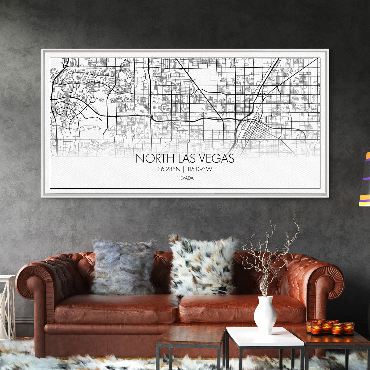 North Las Vegas City Map, Nevada Art, Map Print, Minimalist Wall Art, Wall Art, Canvas Art, Gamer Room Décor, Teacher Gift, Teen Boy Décor