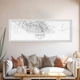 Panoramic Oakland City Map, California Art, Map Print, Minimalist Wall Art, Canvas Art, Housewarming Gift, Street Map Art, Closing Gift