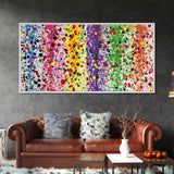 Rainbow Splatter Art, Framed Canvas Print, Graffiti / Splatter Painting, Colorful Decor, Ally Art, Polka Dot Wall Art