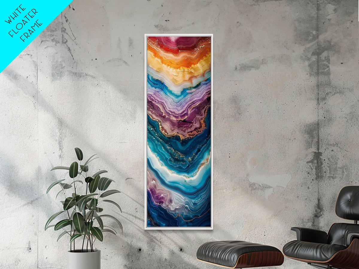 Multicolor Layered Geode Art - Framed Canvas Print, Midcentury Modern ...