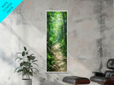 Lush Forest Pathway Art - Framed Canvas Print, Farmhouse Art, Boho Art, Skinny Art, Tall Art, Living Room Decor, Nature Wall Art for Home Decor