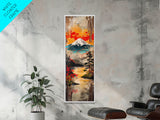Reflections of Majestic Mountain Peaks in Calm Lake, Minimalist Landscape Framed Canvas Print, Perfect for Nature Inspired Wall Art