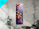 Ethereal Autumn Ginkgo Leaves Skinny Art Tall Art Japanese Ukiyo-e Inspired Botanical Framed Canvas Print