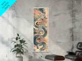 Mythical Japanese Dragon in Swirling Clouds – Skinny Art on Framed Canvas Print