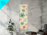 Snowflakes in Varied Sizes and Shapes Scattered on a Beige Canvas with a Distressed Texture Ukiyo-e Art Japanese Framed Canvas Print Skinny Tall Art