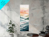 Rolling Hills And Layered Mountains In Soft Pastel Hues Ukiyo-e Wood Block Print Skinny Art Framed Canvas Print
